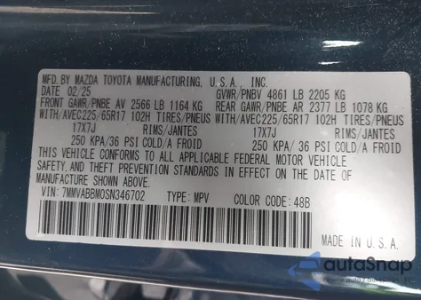 2025 Mazda Cx-50 2.5 S Preferred Package from USA, damaged, VIN 7MMVABBM0SN346702